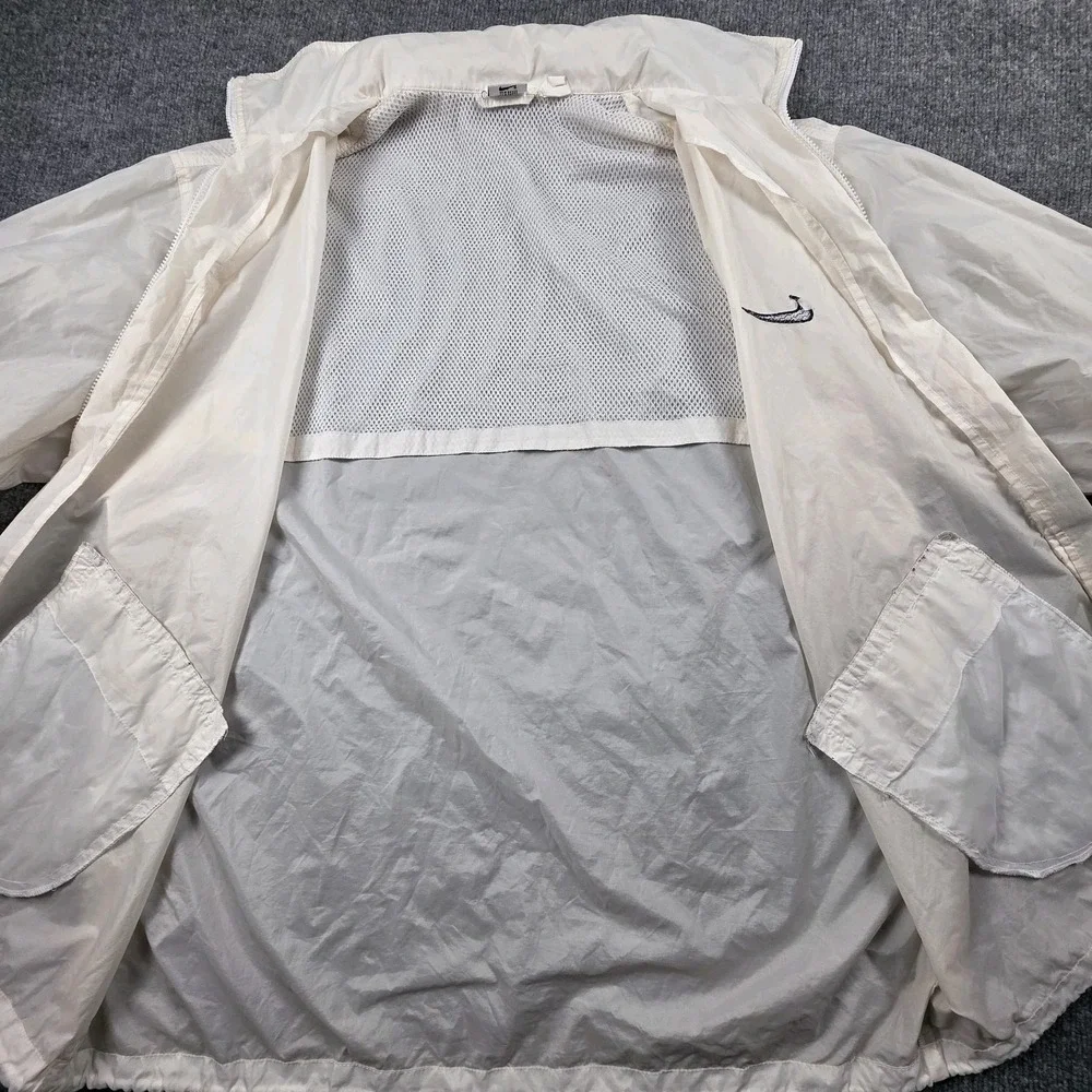 Vintage 90s Nike Windbreaker Jacket Men's XL White Nylon Made in USA Hooded Y2K‎